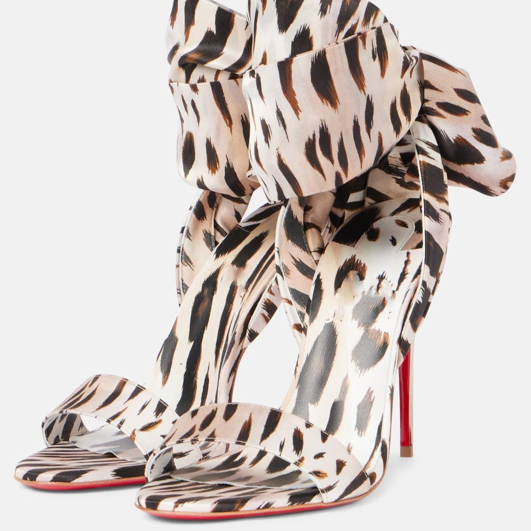 Round Toe Satin Bow Ankle Strap Large High Heeled Sandals