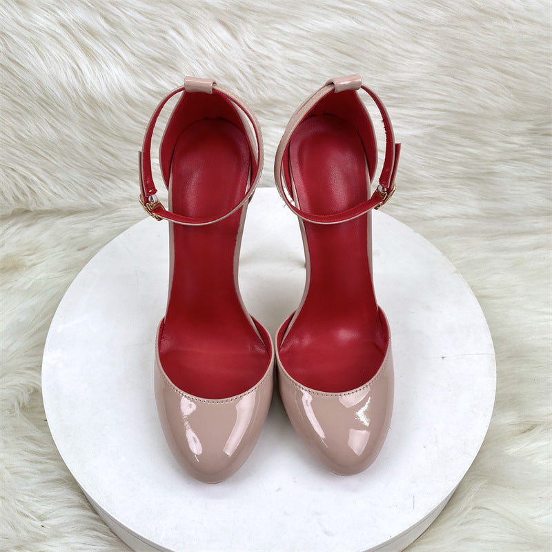 Women's Super Low Cut Round Toe White Mary Jane Style Stiletto High Heeled Sandals