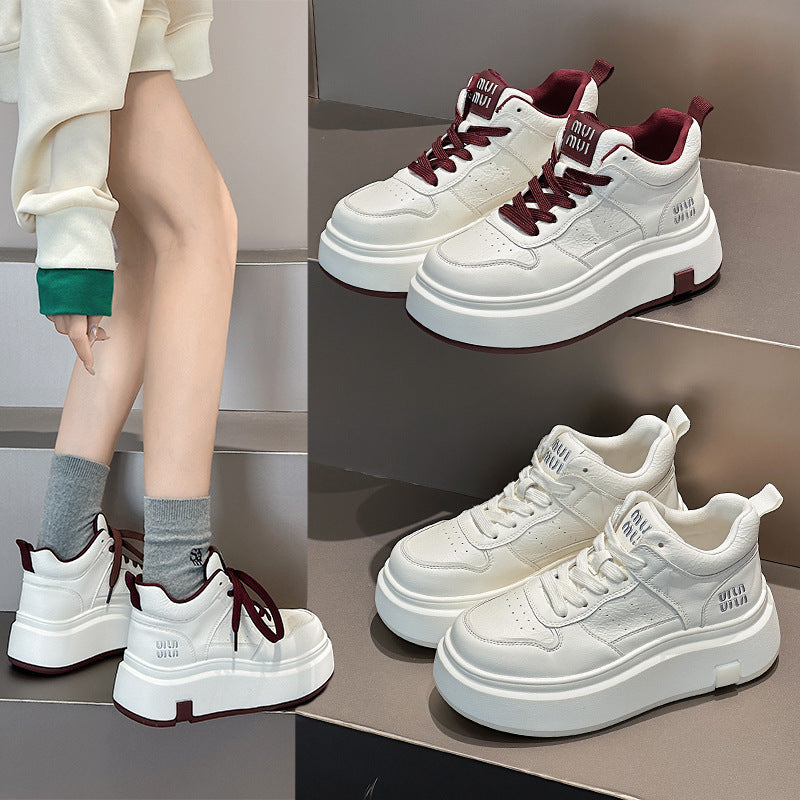 Women's White Trendy High Top Wild Platform Sneakers