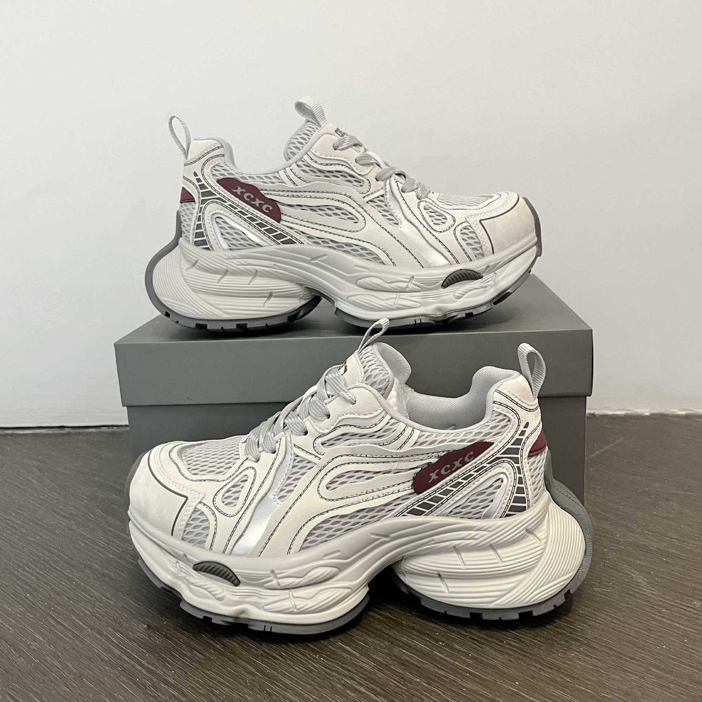 Women's Mesh Dad Spring Round Toe Platform Thick Bottom Women's Sports Shoes