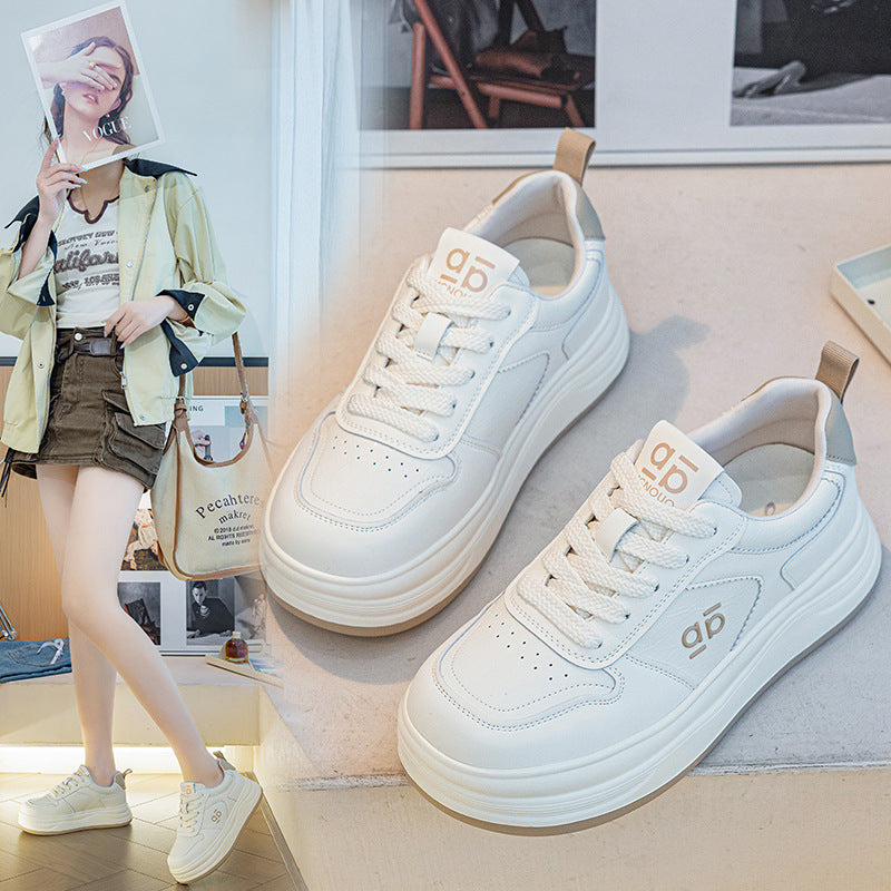 Women's Large Size One Thick Bottom Breathable White Lightweight Sports Women's Casual Shoes