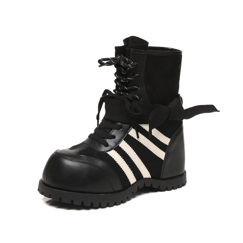 Women's Stylish Martin Invisible Height Increasing Insole Soft Bottom Women's Leather Boots