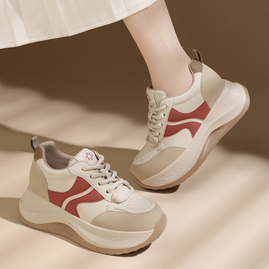 Women's Genuine Elevator Dad White Pumps Autumn Casual Shoes