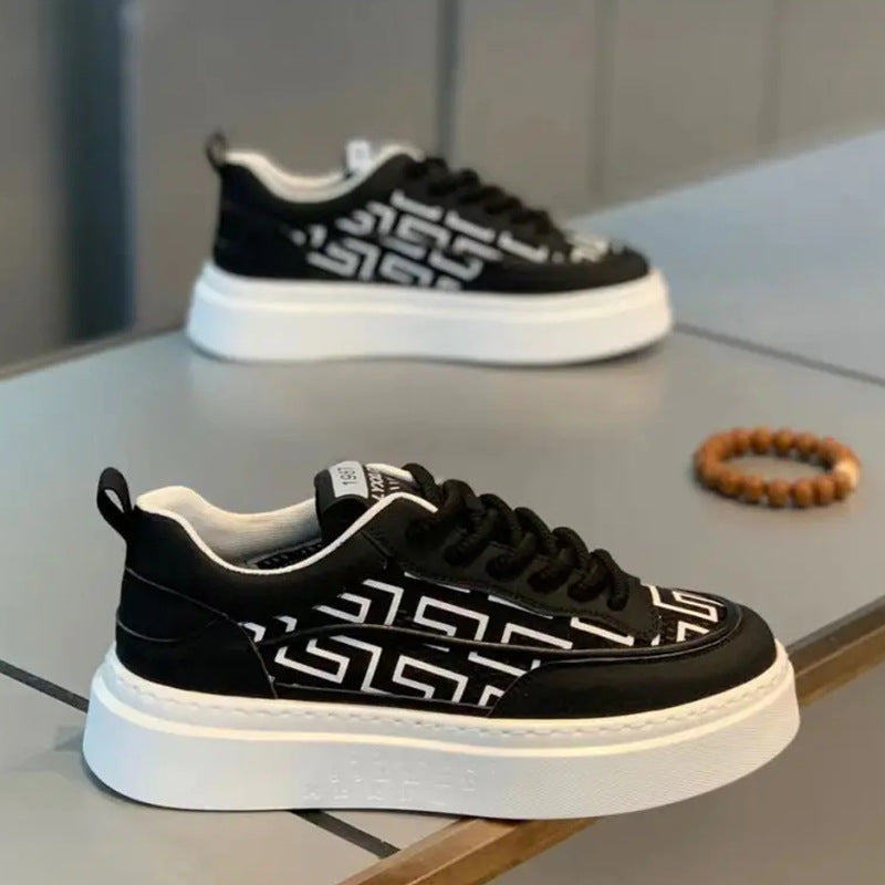 Men's Summer Low Top Platform White Mesh Breathable Board Men's Sports Shoes
