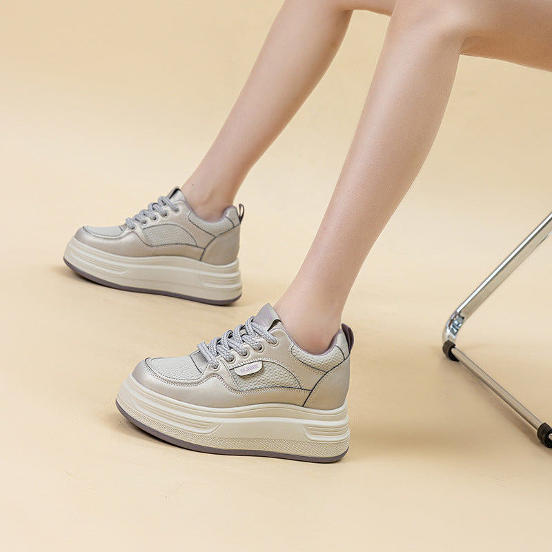 Women's Mesh White Thick Bottom Heighten Small Women's Casual Shoes