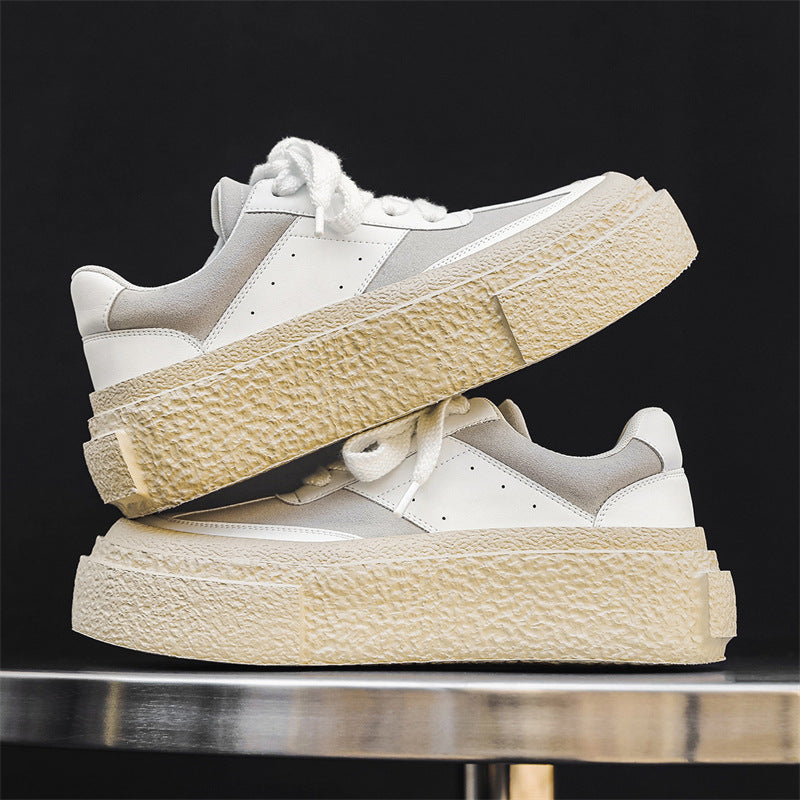 Men's Easy Wear Height Increasing Muffin Retro Leather Shoes