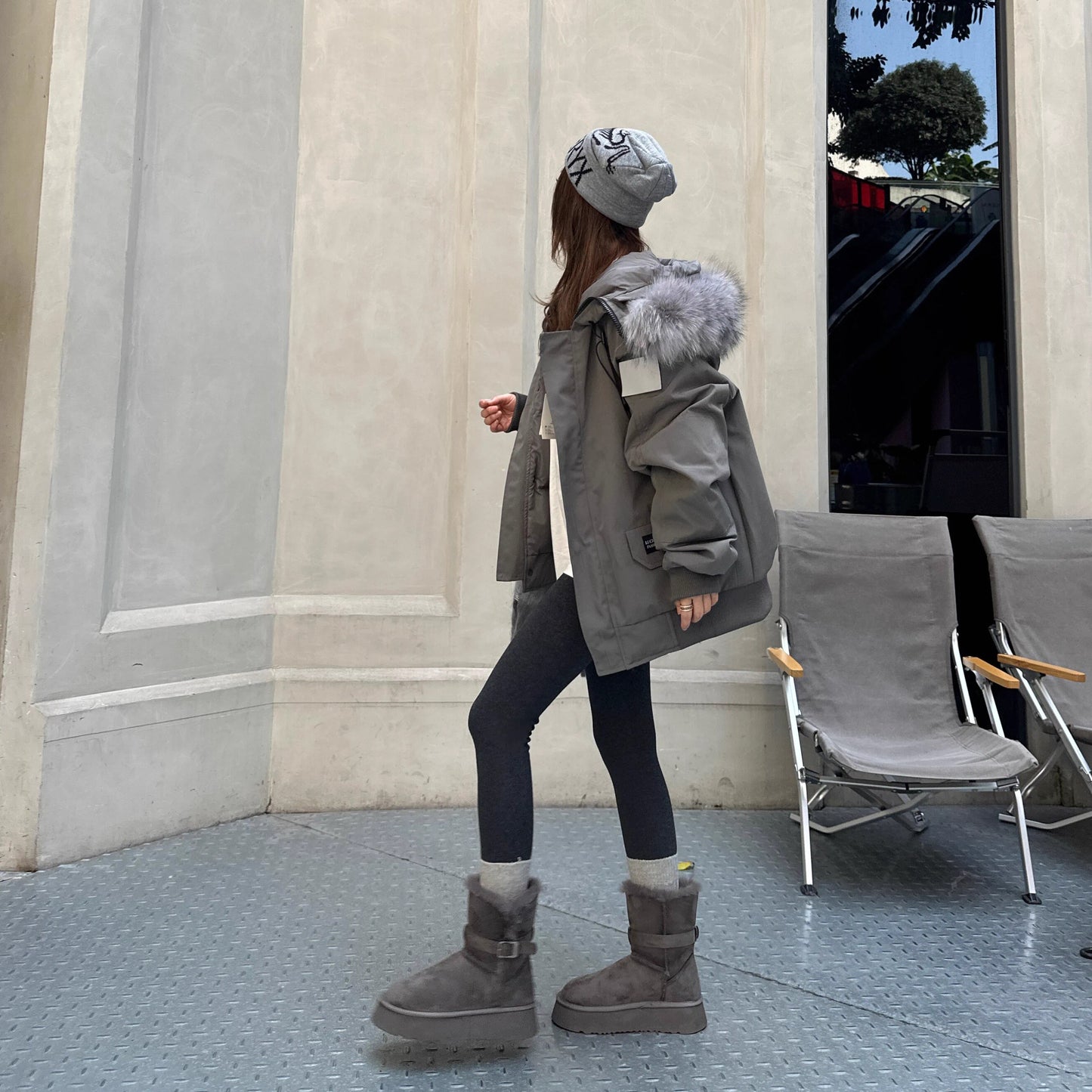 Women's Sheepskin Fur Long Thick Bottom Increased Winter Snow Boots