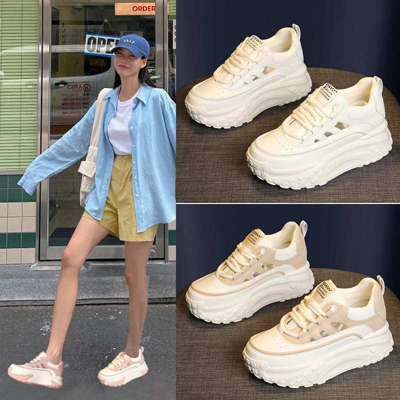 Women's Platform White Breathable Hollowed Color Matching Sandals