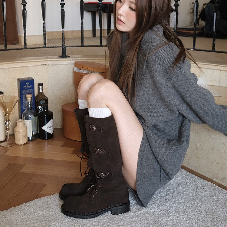 Women's Knight Retro British Long Female Cowboy Snow Boots