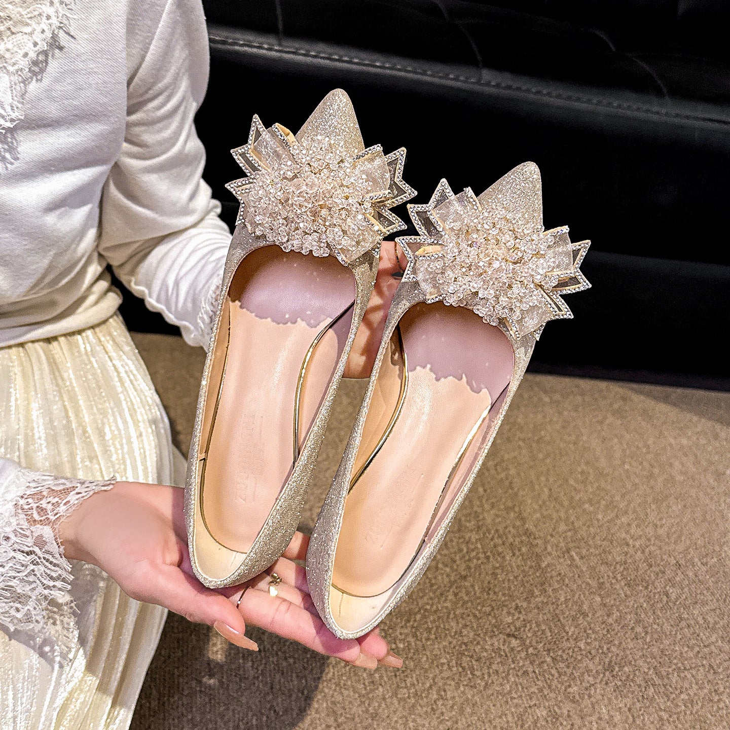 French High Crystal Wedding Bridal Main Dress Bridesmaid Plus Women's Fashion Shoes