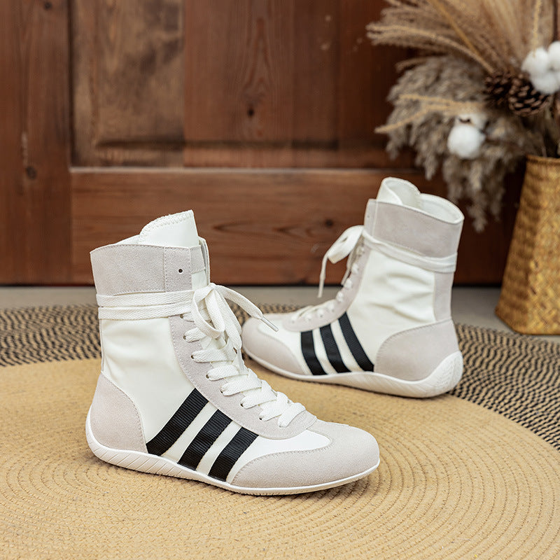 Women's Genuine Elevator Flat Boxing Round Toe Women's Casual Shoes