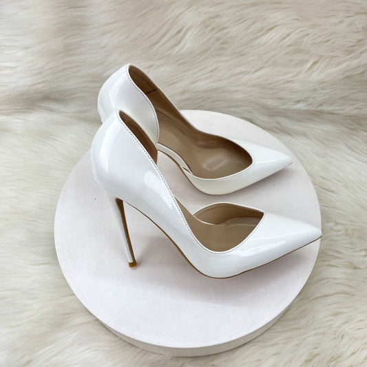 Women's Black Patent Side Empty Fashion Stiletto Women's Shoes