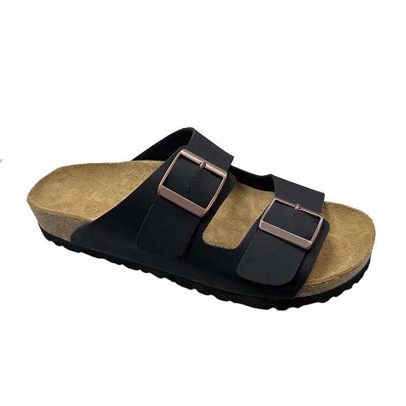 Women's & Men's Full Cowhide Summer Genuine Cork Platform Slippers