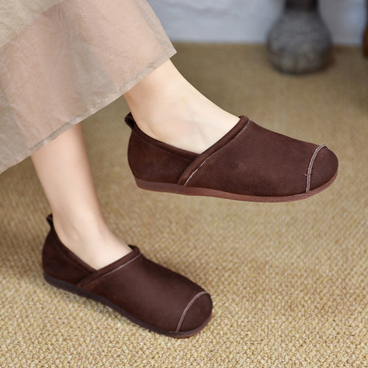 Women's Pumps Retro Slip-on Flat Round Toe Women's Shoes