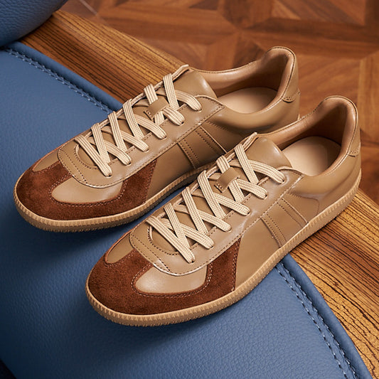 Men's Outdoor Sports Flat White German Training Sneakers