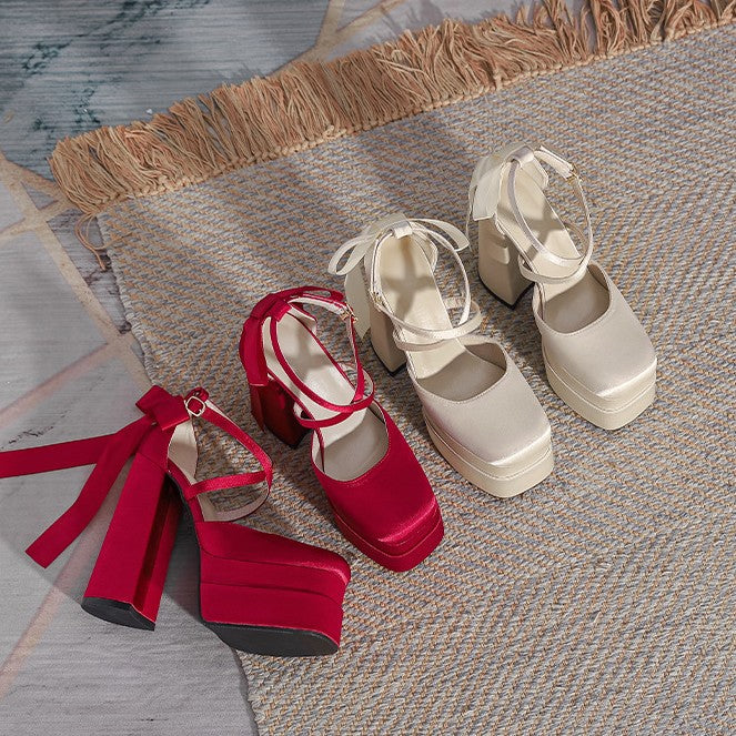 Women's Small Thick-soled Red High Platform Wedding Bridal Women's Fashion Shoes