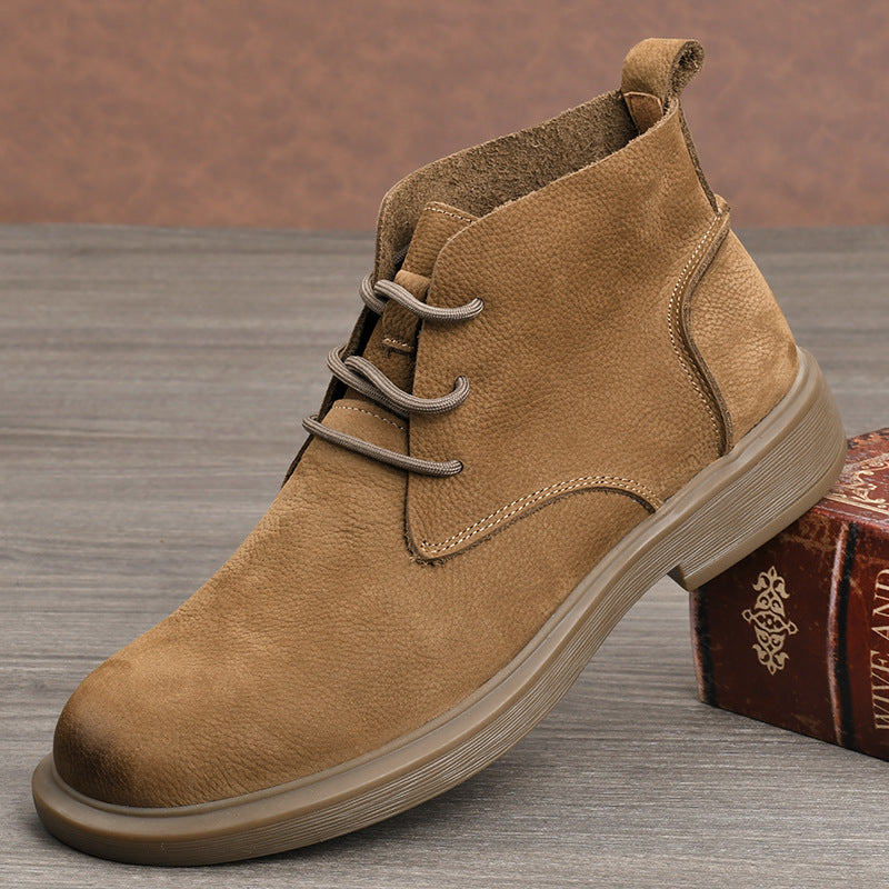 Men's Retro Lace Up Trendy Versatile Single-layer Men's Casual Leather Shoes
