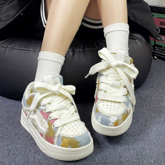 Men's Year's Denim Iti National Fashion Couple Platform Street Bread Sneakers