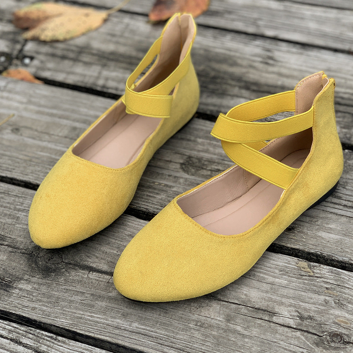 Women's Ballet Korean Style Low-cut Elastic Bandage Round Toe Casual Shoes