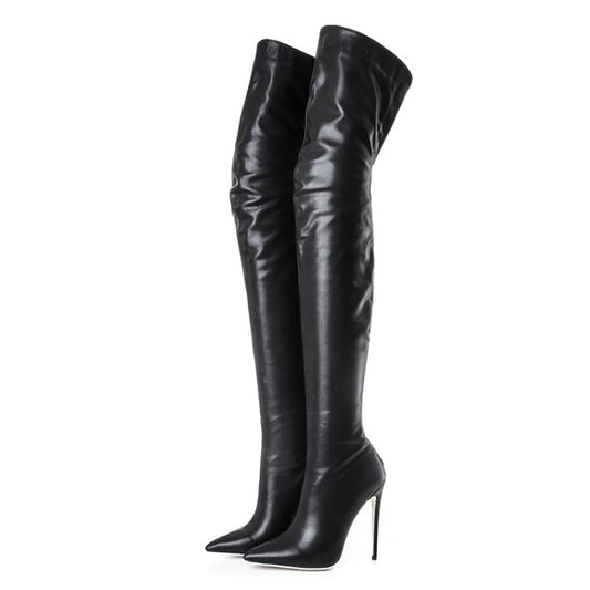 Women's Toe Back Zipper Stiletto Stovepipe Over The Heels