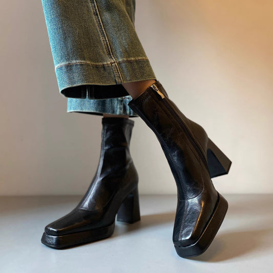 Women's High Small Waterproof Platform Thick Chelsea French Boots