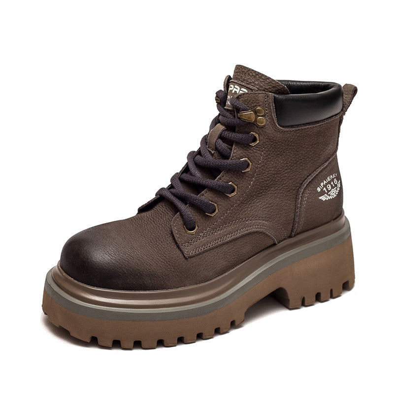 Women's Shu Retro Fashion Polished Platform Martin Boots
