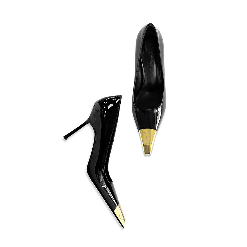 Women's Square Toe Sexy Stiletto Pumps Black Patent Women's Fashion Shoes