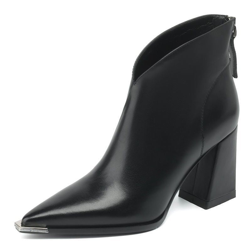 Women's Toe Chunky High Booties Veet Martin Women's Leather Boots