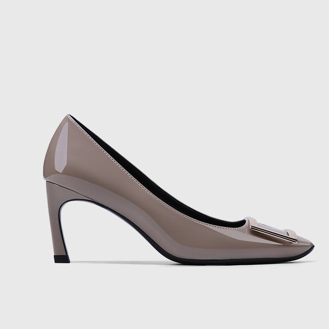 Women's Square Toe Buckle High Metal Workplace Women's Fashion Shoes