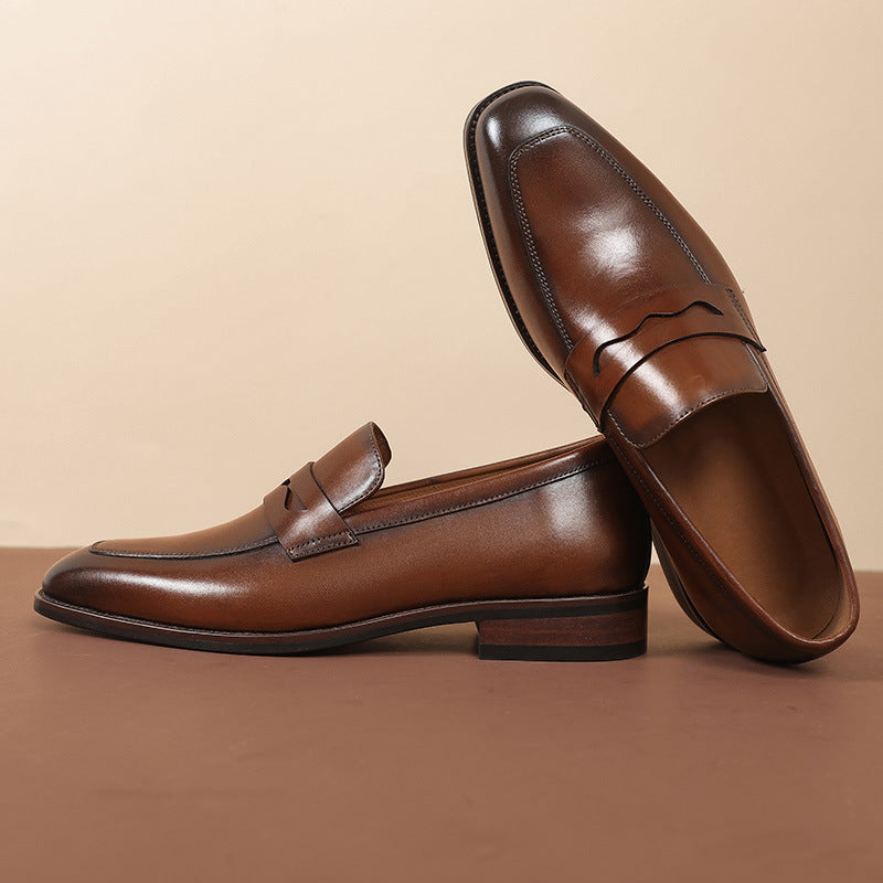 Men's Handmade Business First Layer Cowhide Lazy Slip-on Loafers/doug Shoes