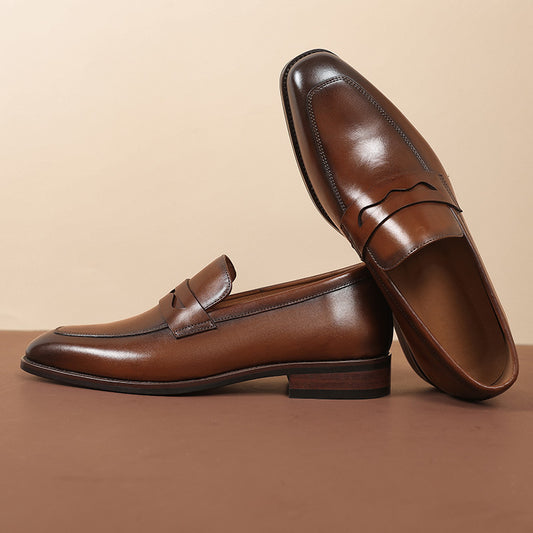 Men's Handmade Business First Layer Cowhide Lazy Slip-on Loafers/doug Shoes