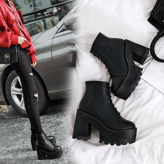 Long-term Fashion Platform Thick-soled Black Size Boots