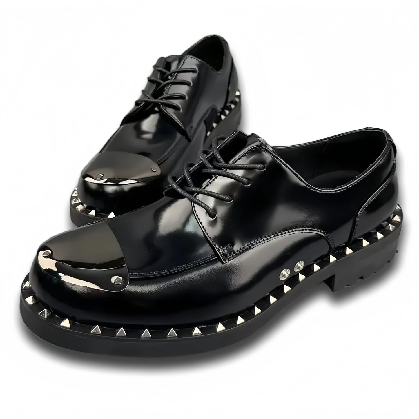 Men's Autumn Round Head Thick Bottom Metal Rivet Men's Business Leather Shoes
