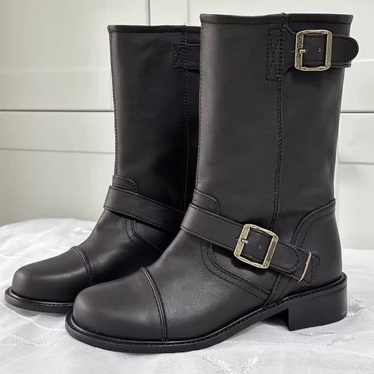 Women's Martin For Buckle Mid Low Ankle Boots