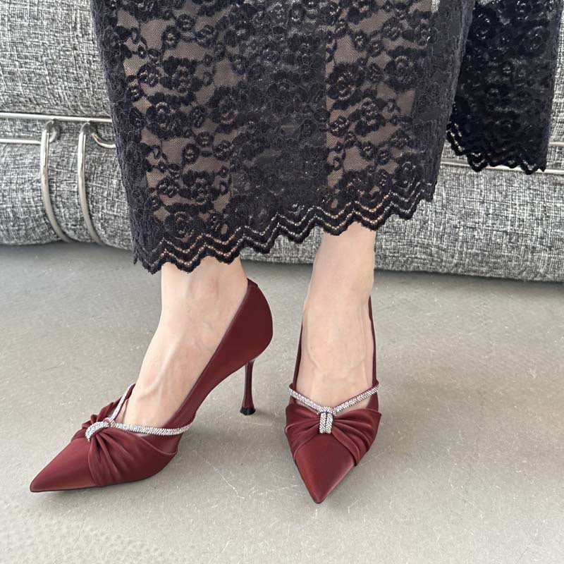 Women's Autumn Satin Pointed High Stiletto Pumps Women's Fashion Shoes