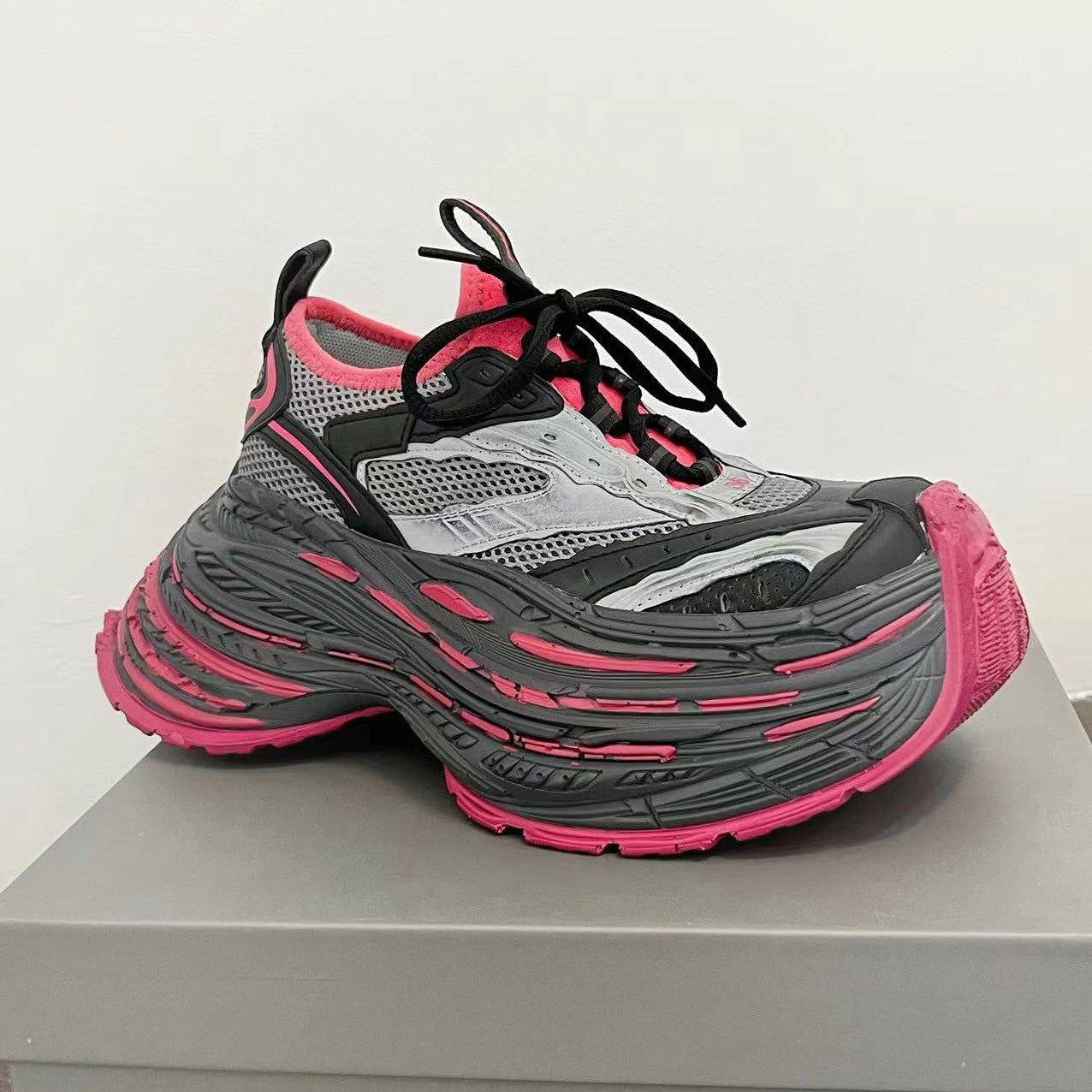 Women's & Men's Dad Distressed Mesh Color Matching Thick Bottom Heightened Women's Sports Shoes