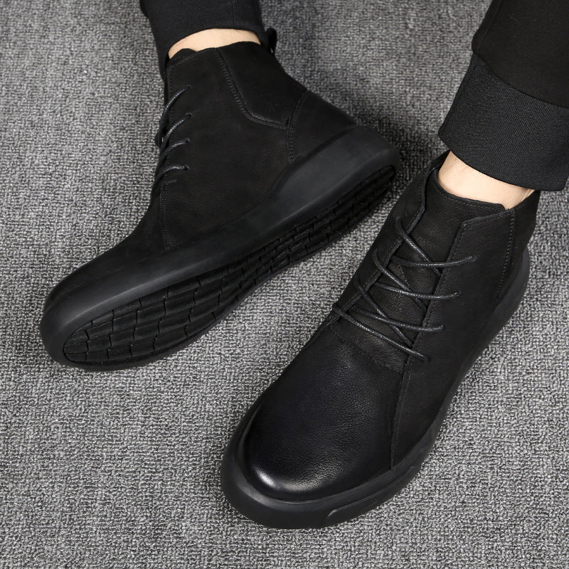 Men's Black High Top British Style Working Boots