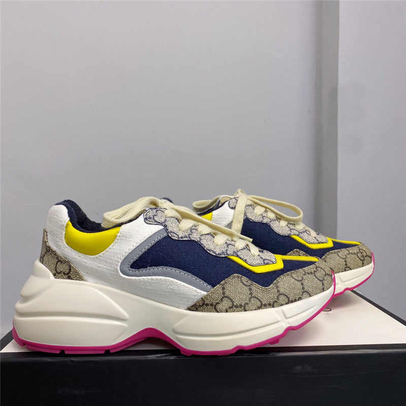Women's & Men's Home Dad Color Matching Presbyopic Colorful Platform Height Sneakers