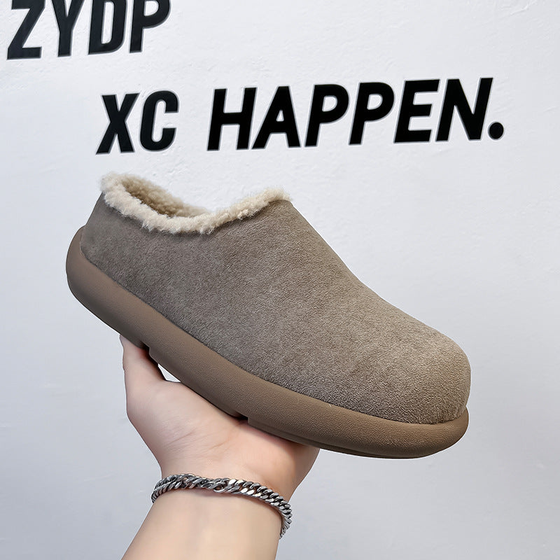 Women's & Men's Outdoor Warm Fleece-lined Lazy Slip-on Flat Snow Boots