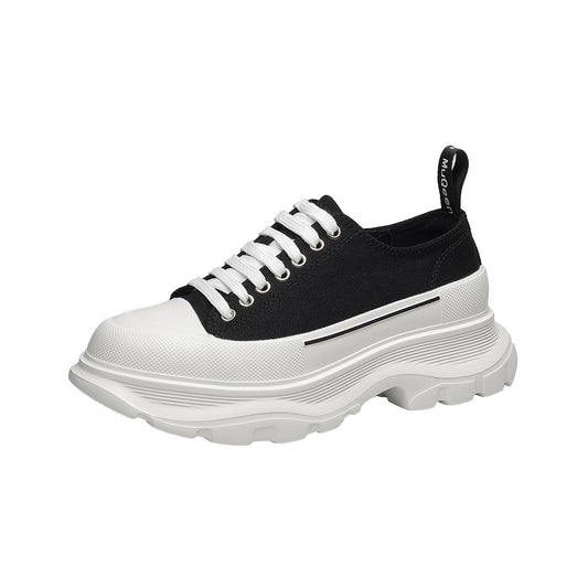 Elegant Women's White Platform Sports Board Canvas Shoes