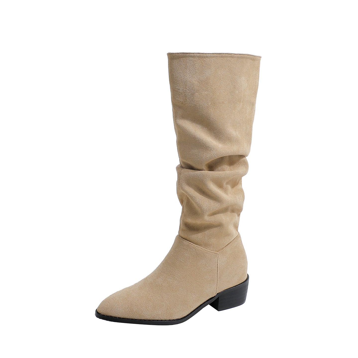 Women's Chunky Knee-high High Retro Slimming Pleated Pile Style Boots