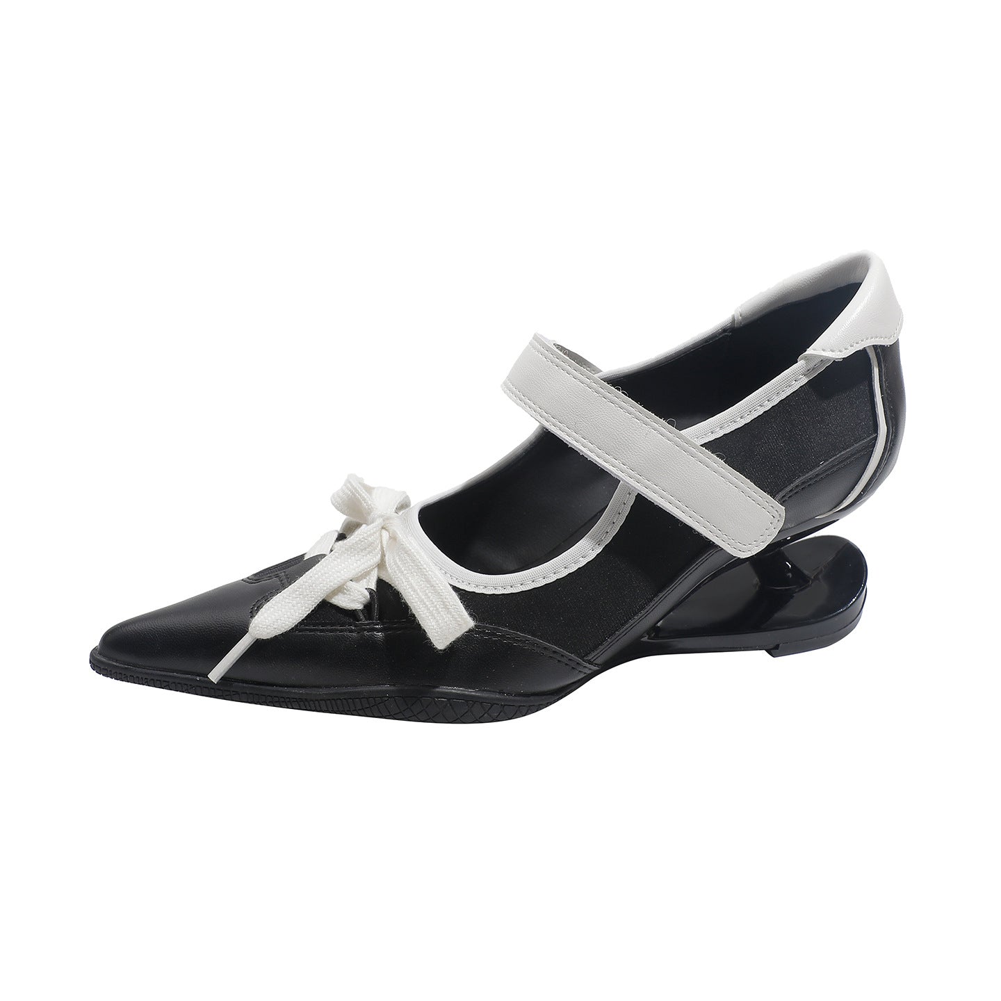 Version French Retro Pointed Toe Simple Graceful Color Matching Velcro Heels