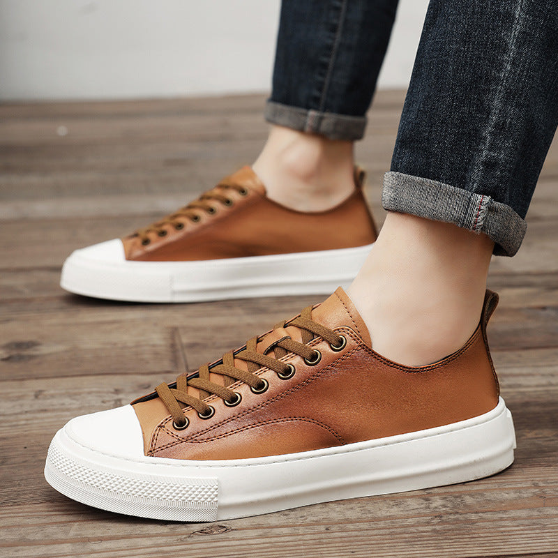 Men's First Layer Cowhide Daily British Trend Men's Board Shoes