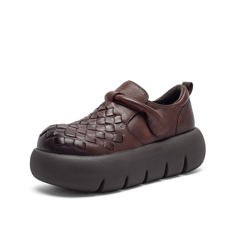 Women's Hand-woven Comfortable Retro Pumps Brushed Inner Women's Casual Shoes