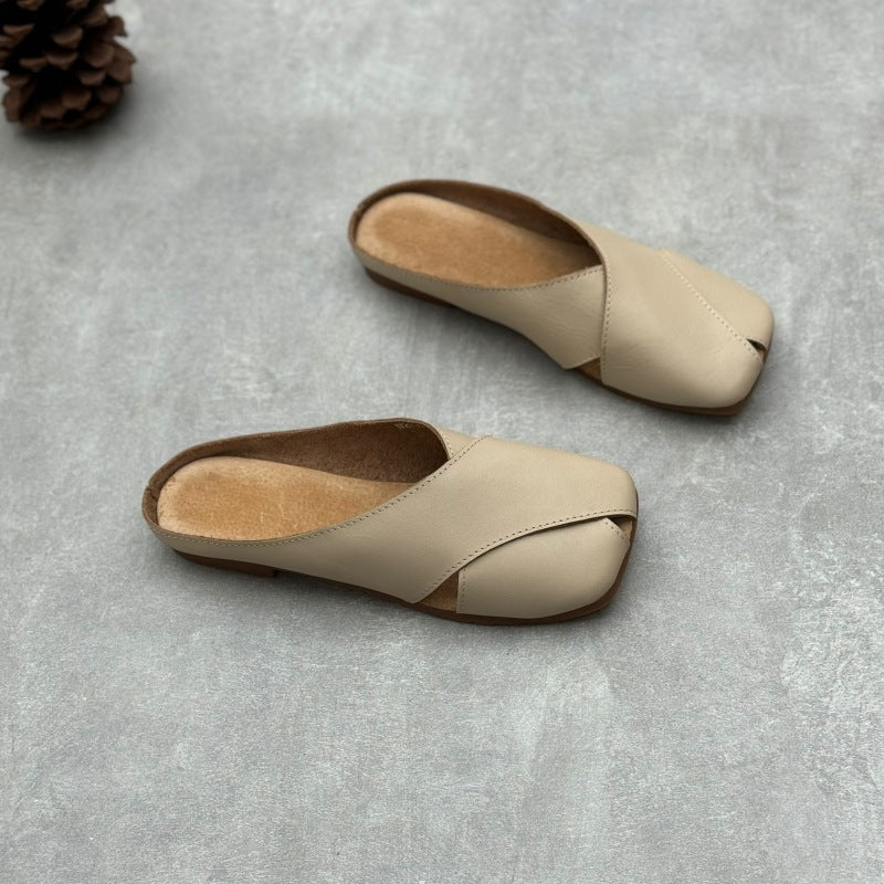 Women's Closed Toe Summer Round Bottom Cross Woven Outer Wear Sandals