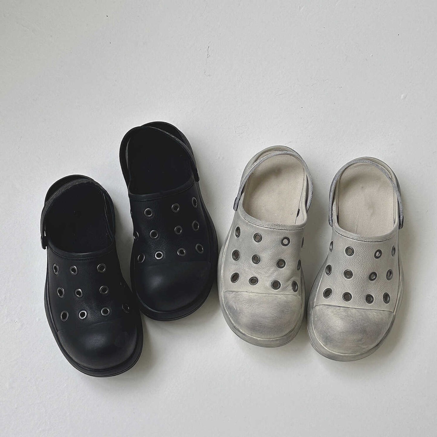 Head Distressed Dirty Retro Style Hole Summer Thick Bottom Sandals