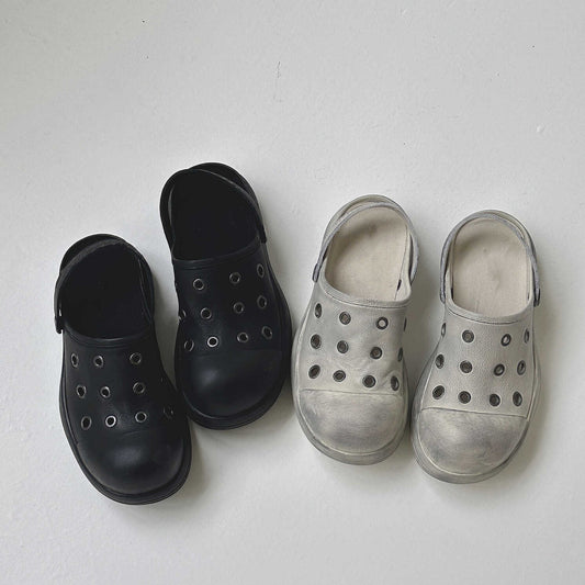 Head Distressed Dirty Retro Style Hole Summer Thick Bottom Sandals