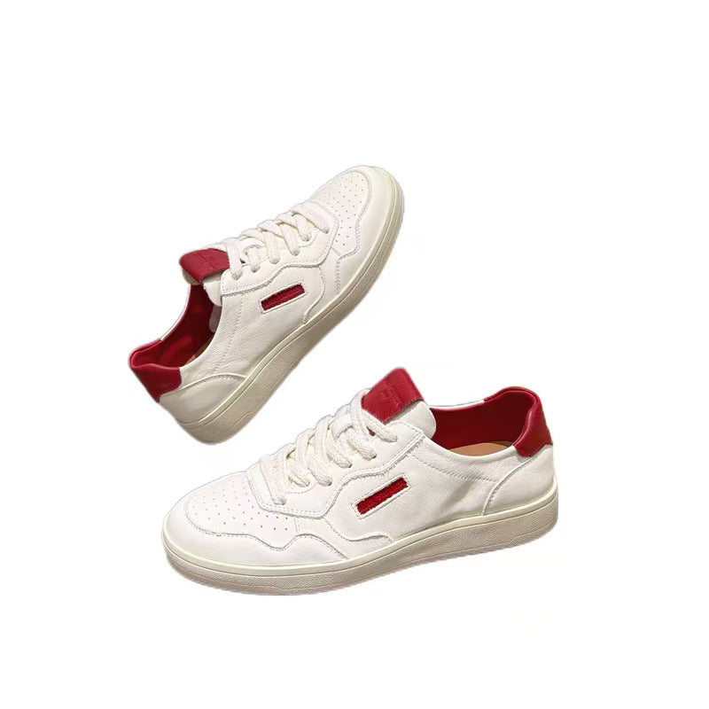 First Layer Cowhide Korean Style White Soft Bottom Women's Casual Shoes