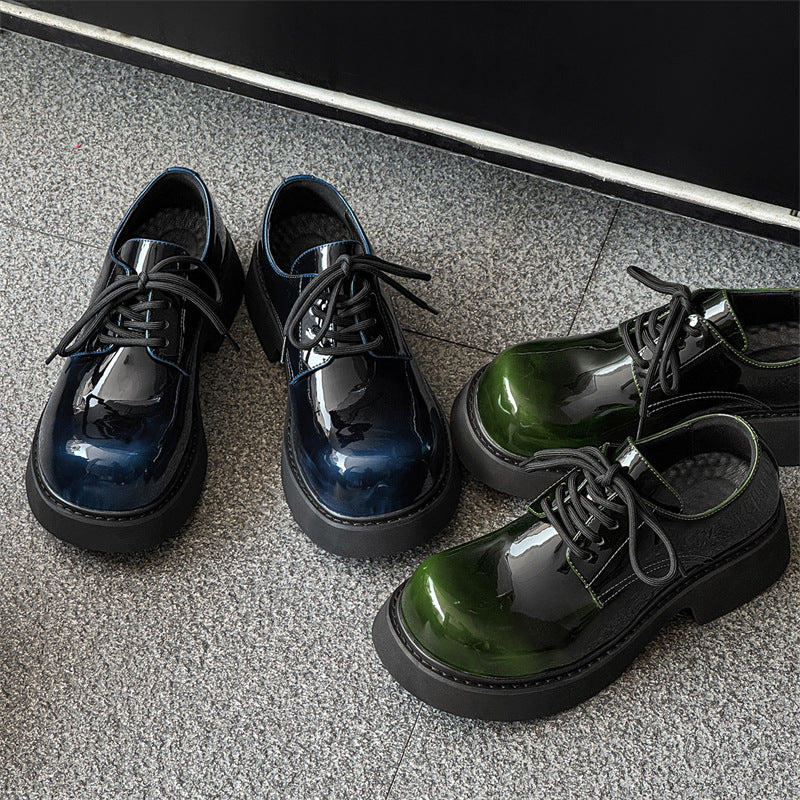 Women's & Men's Mickey Big Head Height Increasing Leisure British Style Couple Color Men's Casual Leather Shoes