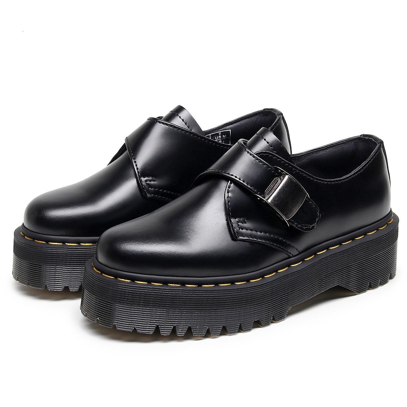 Women's Thick-soled Buckle British Platform Height Increasing Women's Casual Shoes